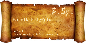 Patrik Szigfrid névjegykártya